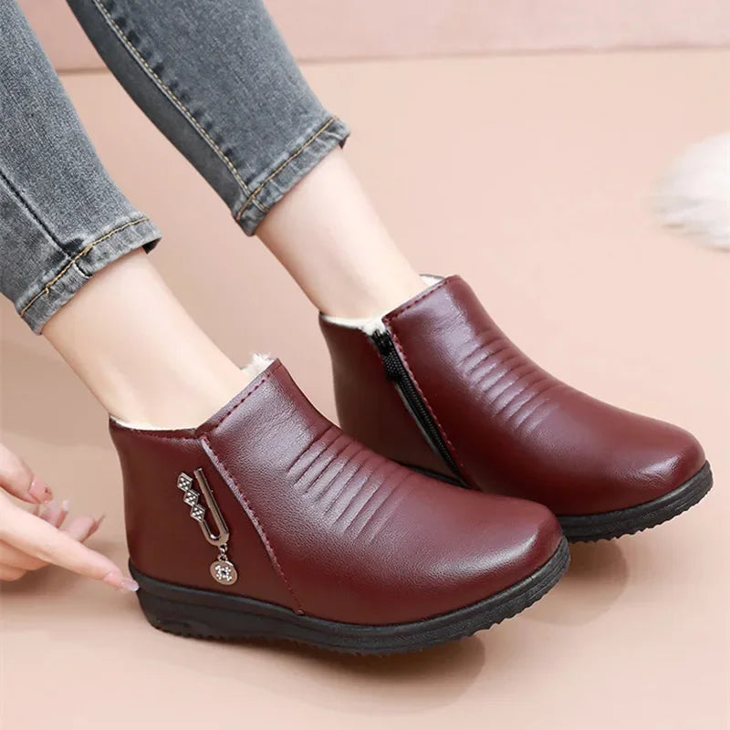 Bota Feminina Aveludada Cano Curto Inverno