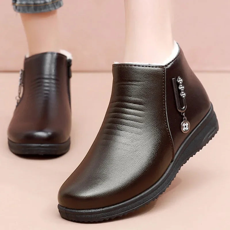 Bota Feminina Aveludada Cano Curto Inverno