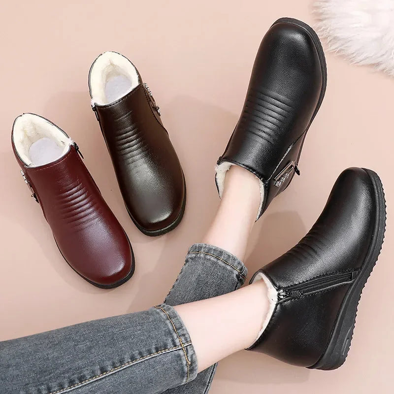 Bota Feminina Aveludada Cano Curto Inverno