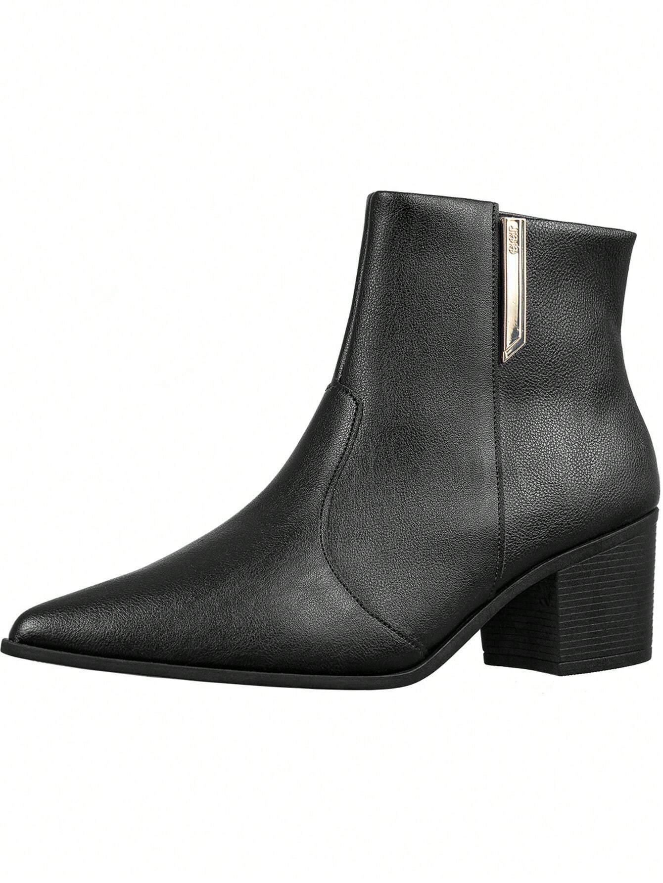 Bota Feminina Salto Médio Grosso Bico Fino