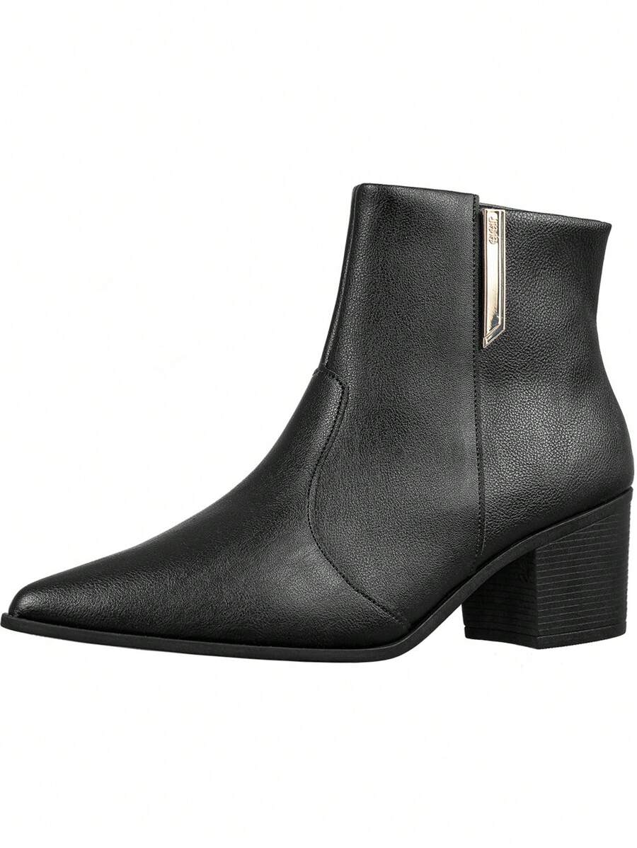 Bota Feminina Salto Médio Grosso Bico Fino