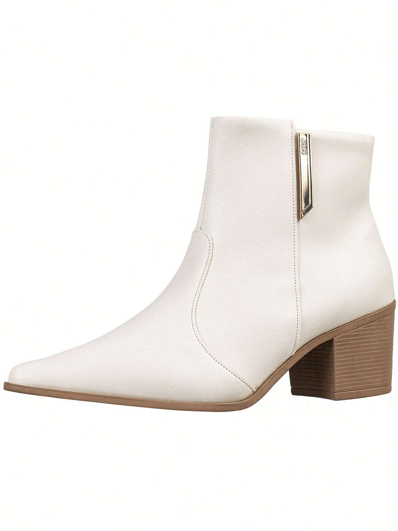 Bota Feminina Salto Médio Grosso Bico Fino