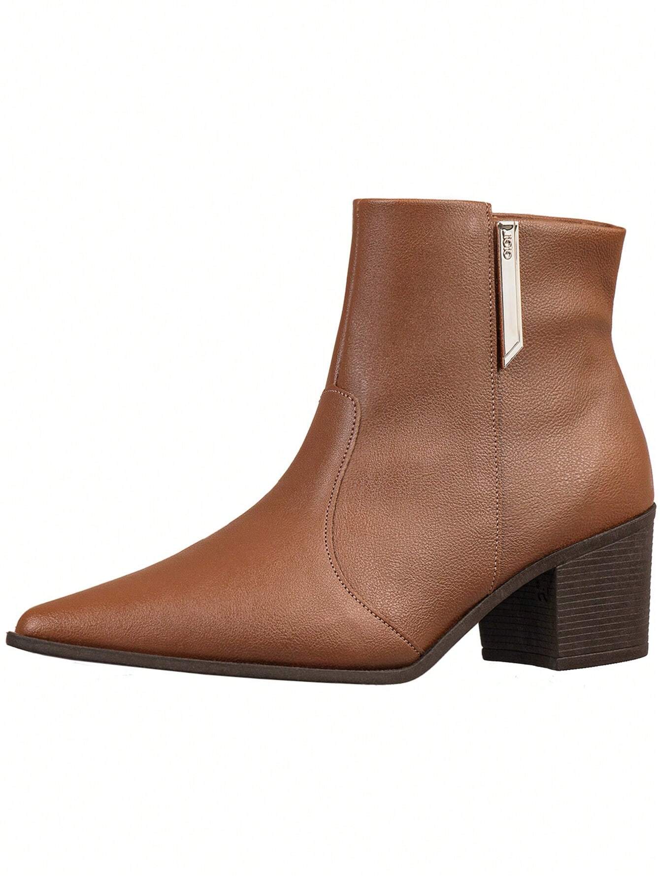 Bota Feminina Salto Médio Grosso Bico Fino