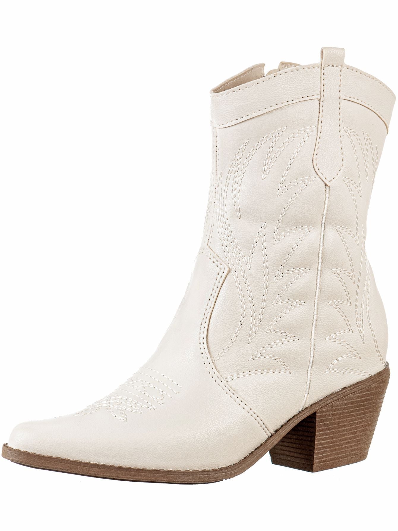 Bota Feminina Texana Bico Fino Cano Curto Branco