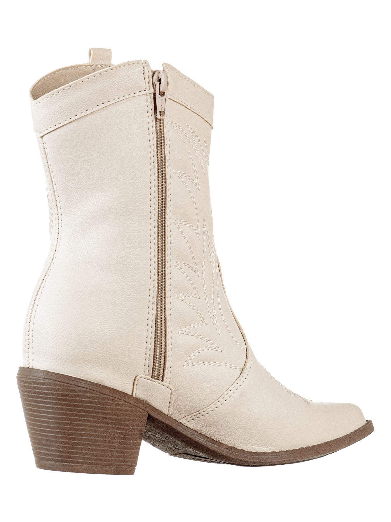 Bota Feminina Texana Bico Fino Cano Curto Branco