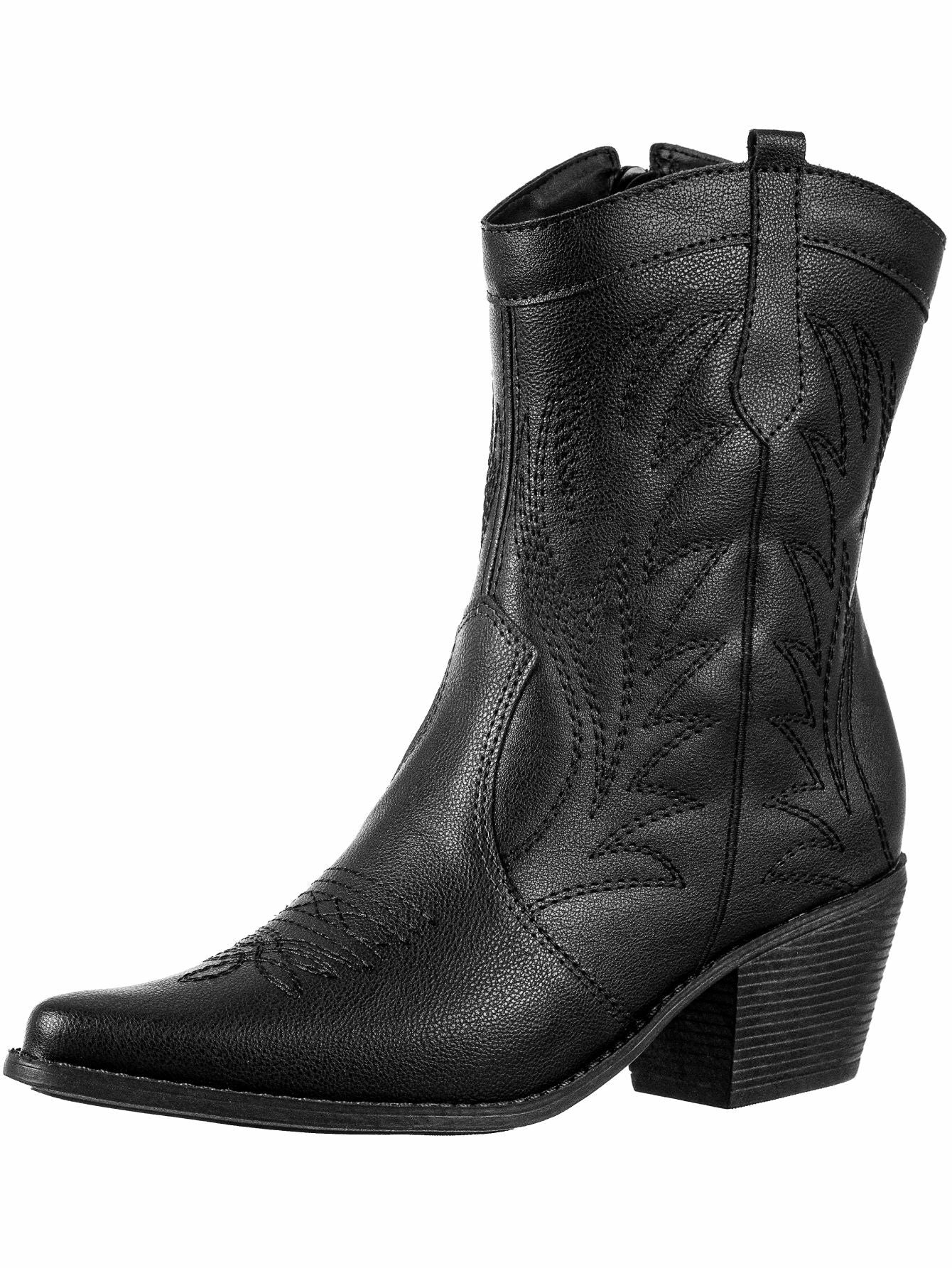 Bota Feminina Texana Bico Fino Cano Curto Preto