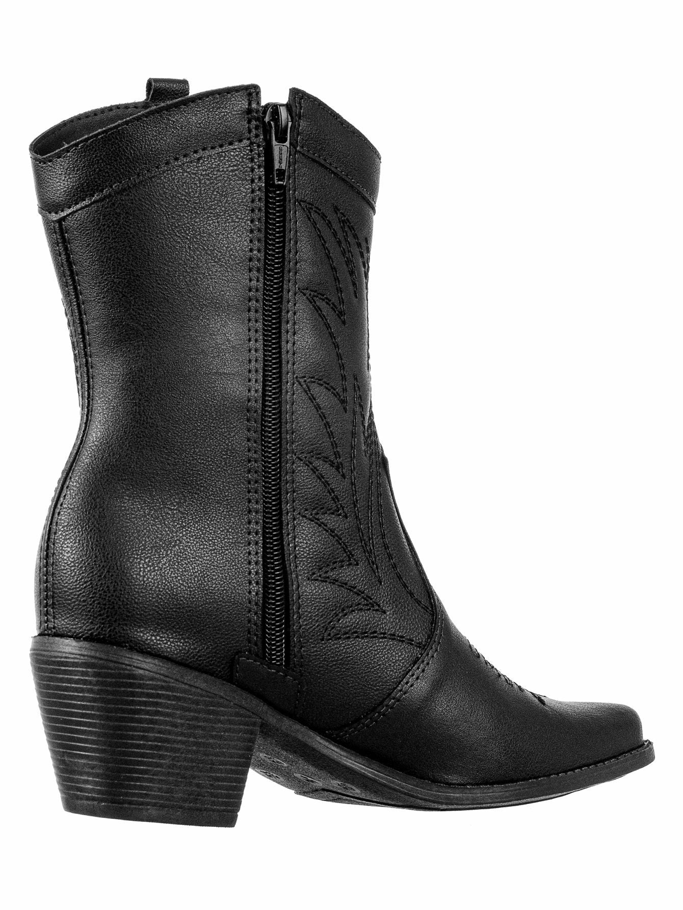 Bota Feminina Texana Bico Fino Cano Curto Preto