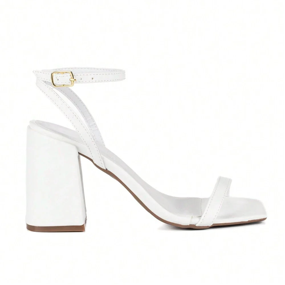 Sandália Feminina Jjojo Salto Grosso Branco