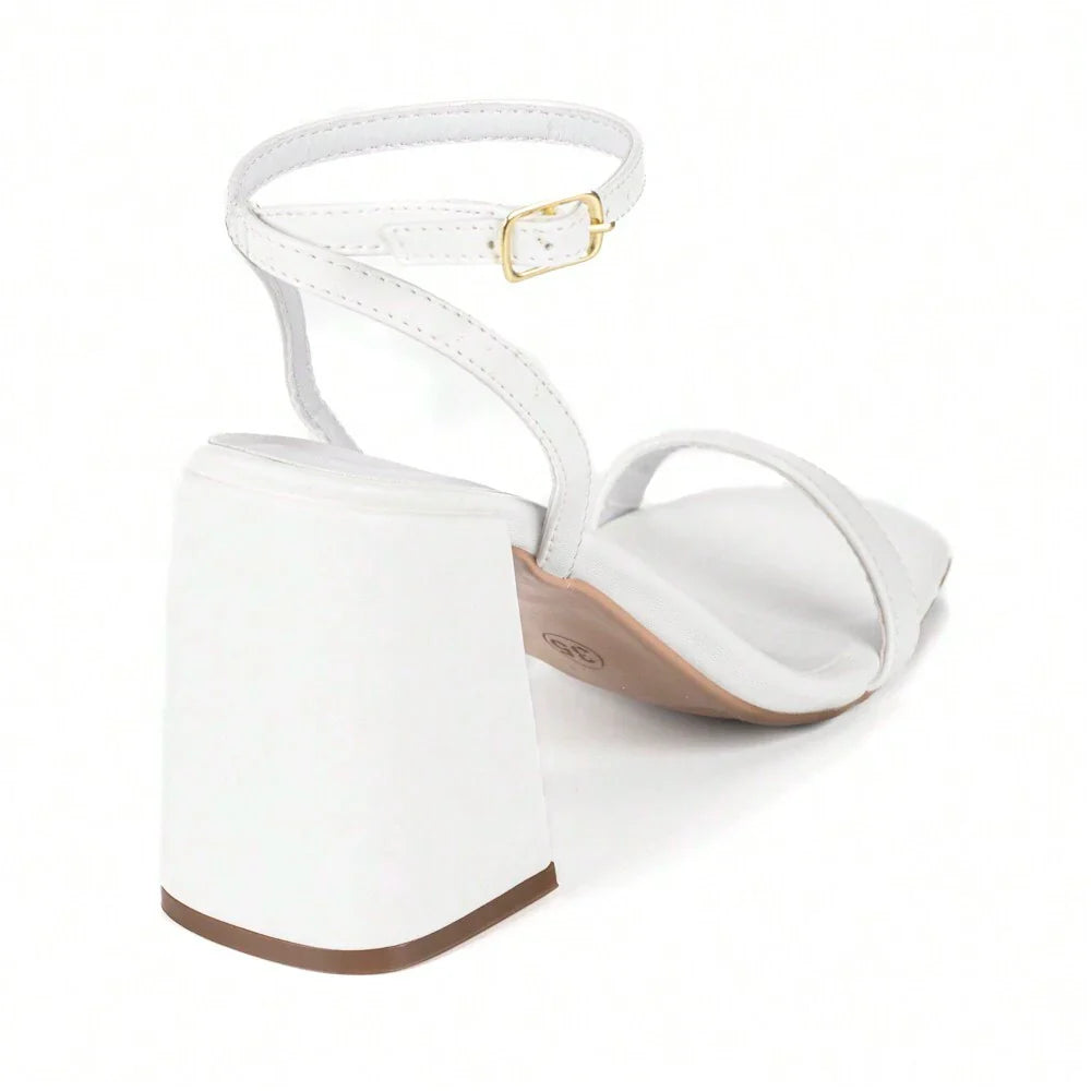 Sandália Feminina Jjojo Salto Grosso Branco
