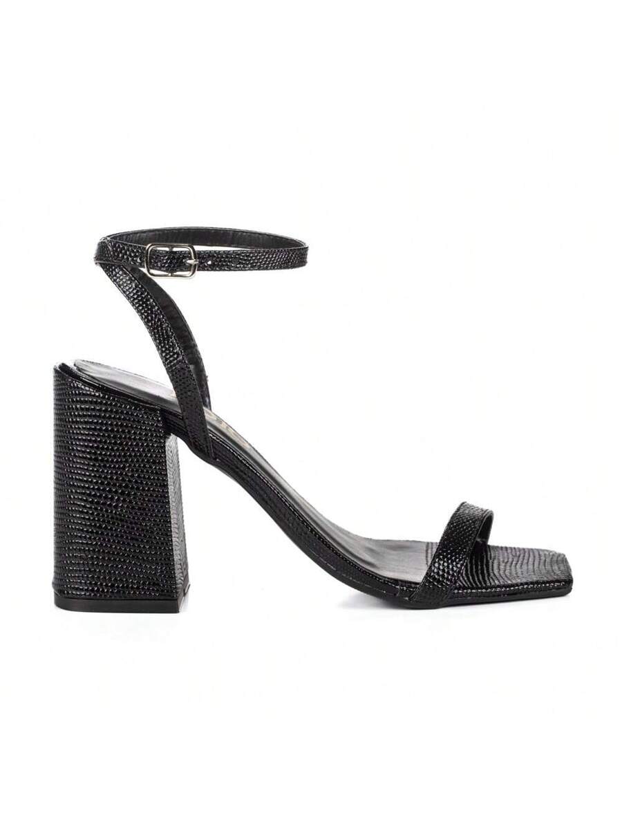 Sandália Feminina Jjojo Salto Grosso Preto