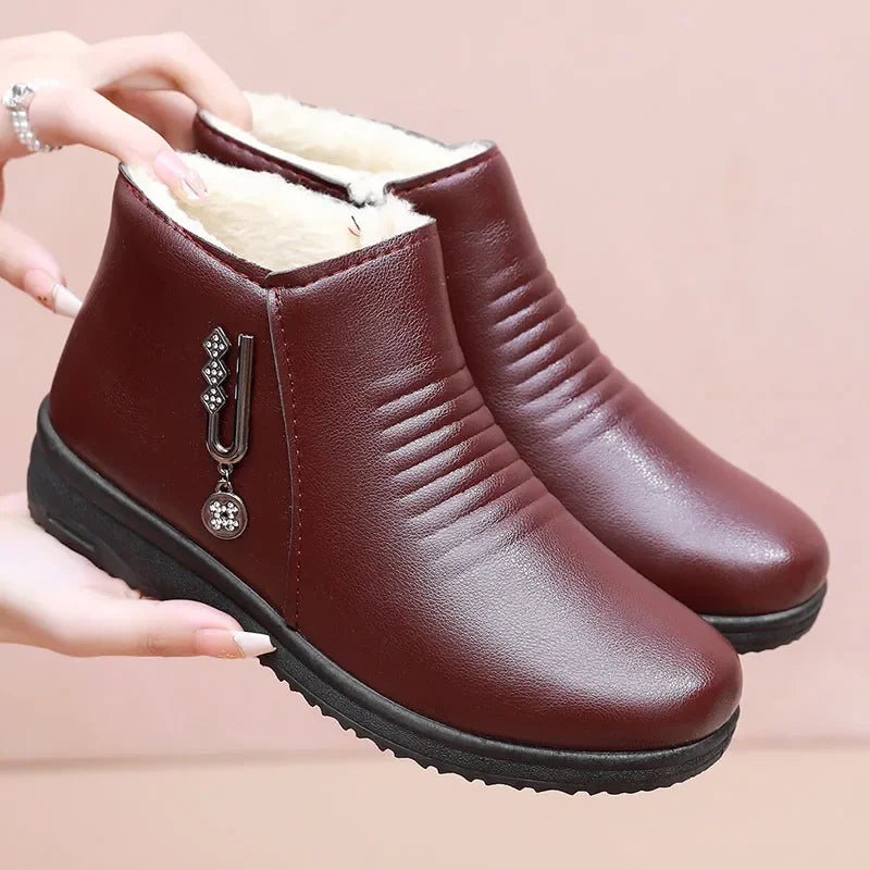 Bota Feminina Aveludada Cano Curto Inverno