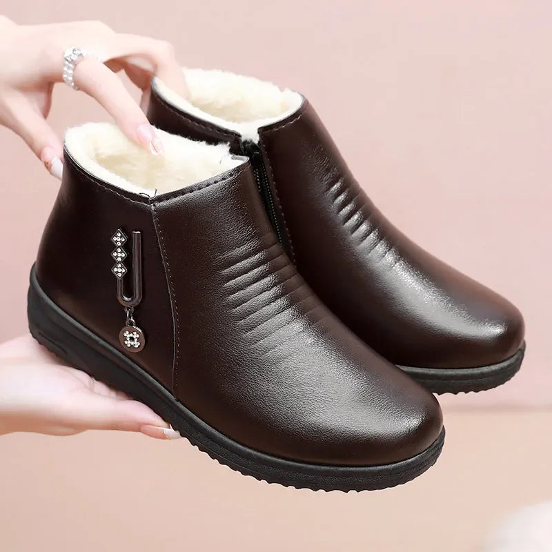 Bota Feminina Aveludada Cano Curto Inverno