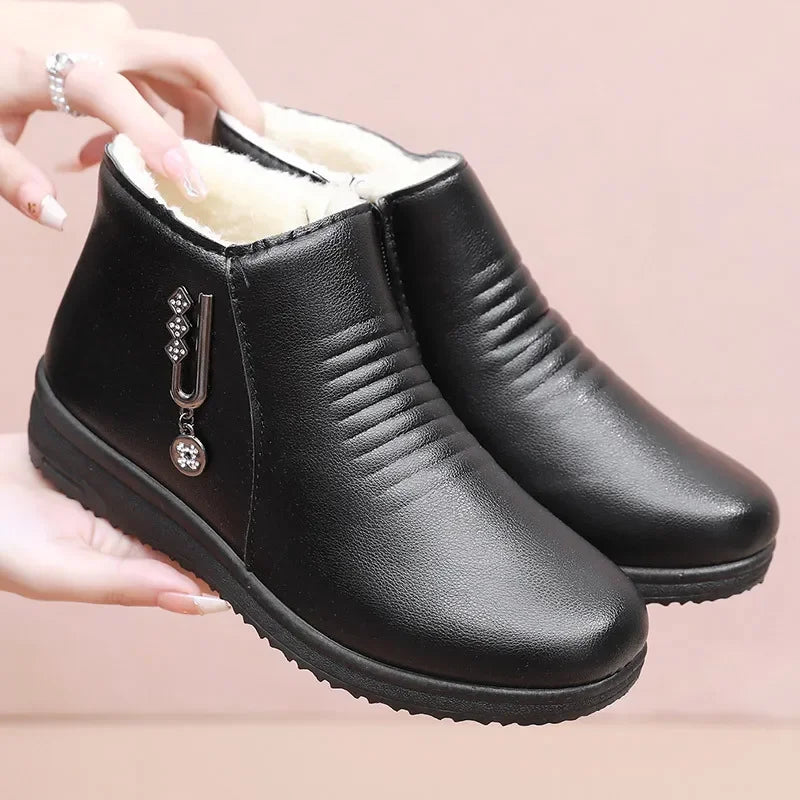 Bota Feminina Aveludada Cano Curto Inverno