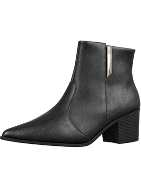 Bota Feminina Salto Médio Grosso Bico Fino