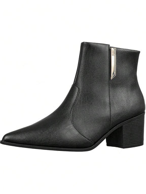 Bota Feminina Salto Médio Grosso Bico Fino