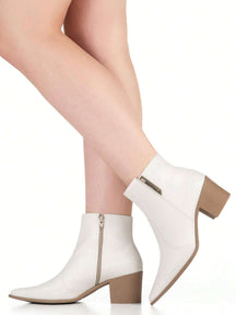 Bota Feminina Salto Médio Grosso Bico Fino