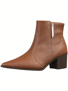 Bota Feminina Salto Médio Grosso Bico Fino