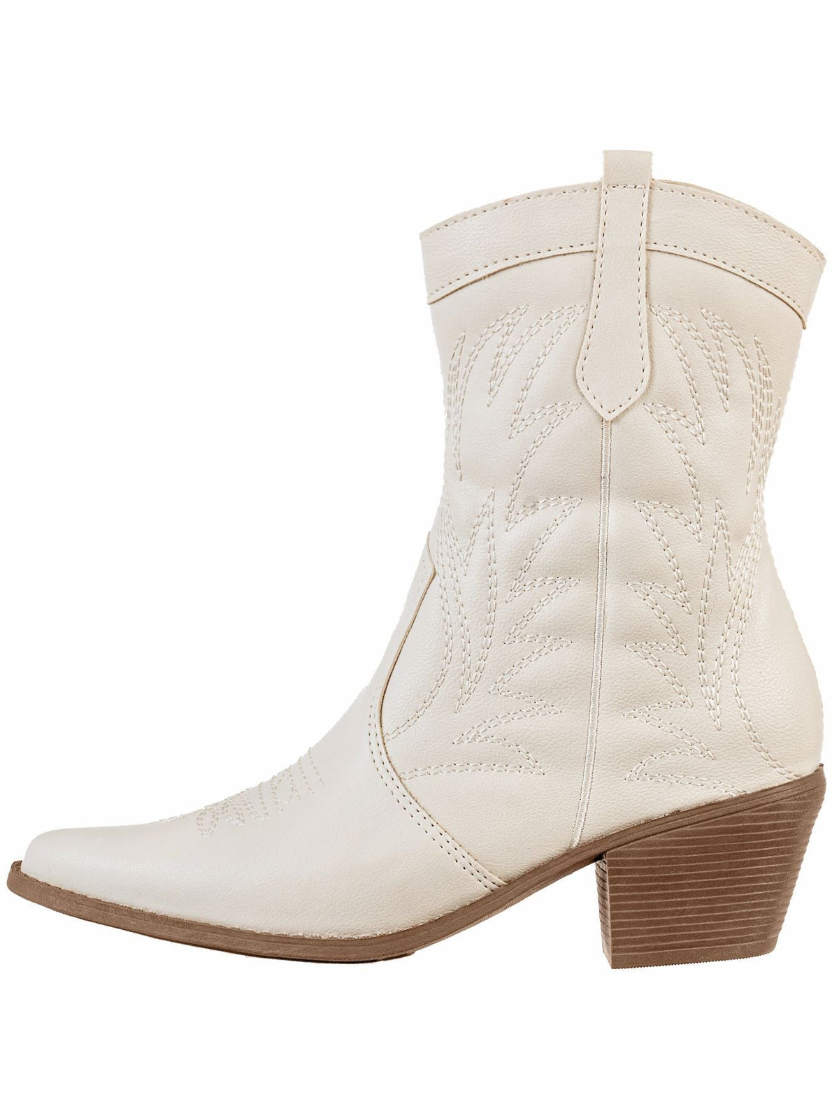Bota Feminina Texana Bico Fino Cano Curto Branco