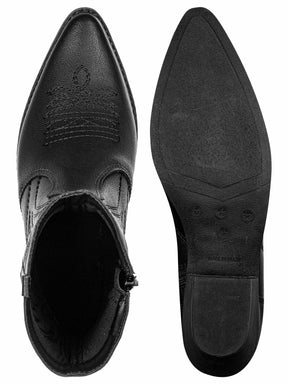 Bota Feminina Texana Bico Fino Cano Curto Preto