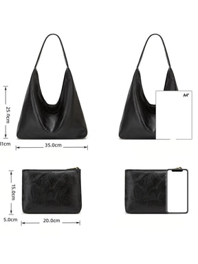 Bolsa em Couro Legítimo Tipo Carteiro + Carteira em Couro - Manz