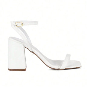 Sandália Feminina Jjojo Salto Grosso Branco