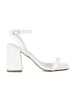 Sandália Feminina Jjojo Salto Grosso Branco