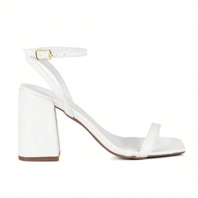 Sandália Feminina Jjojo Salto Grosso Branco