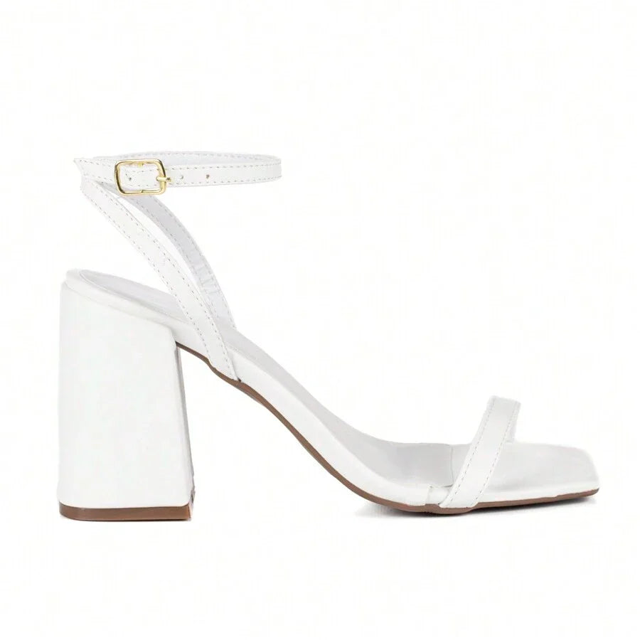 Sandália Feminina Jjojo Salto Grosso Branco