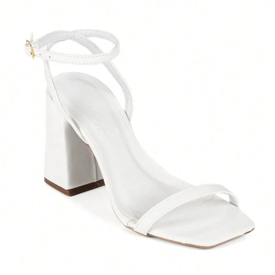 Sandália Feminina Jjojo Salto Grosso Branco