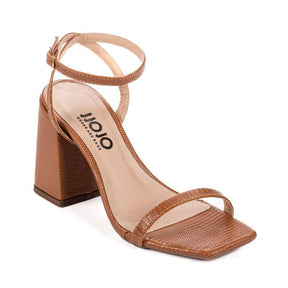 Sandália Feminina Jjojo Salto Grosso Caramelo