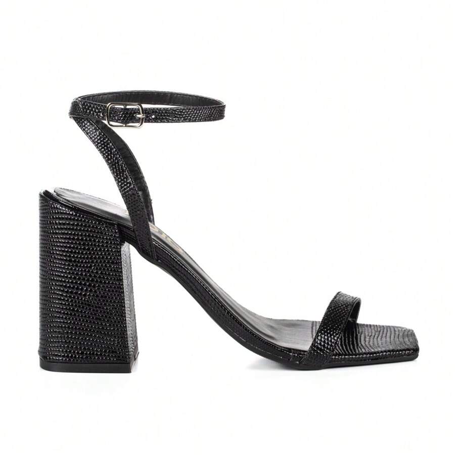 Sandália Feminina Jjojo Salto Grosso Preto